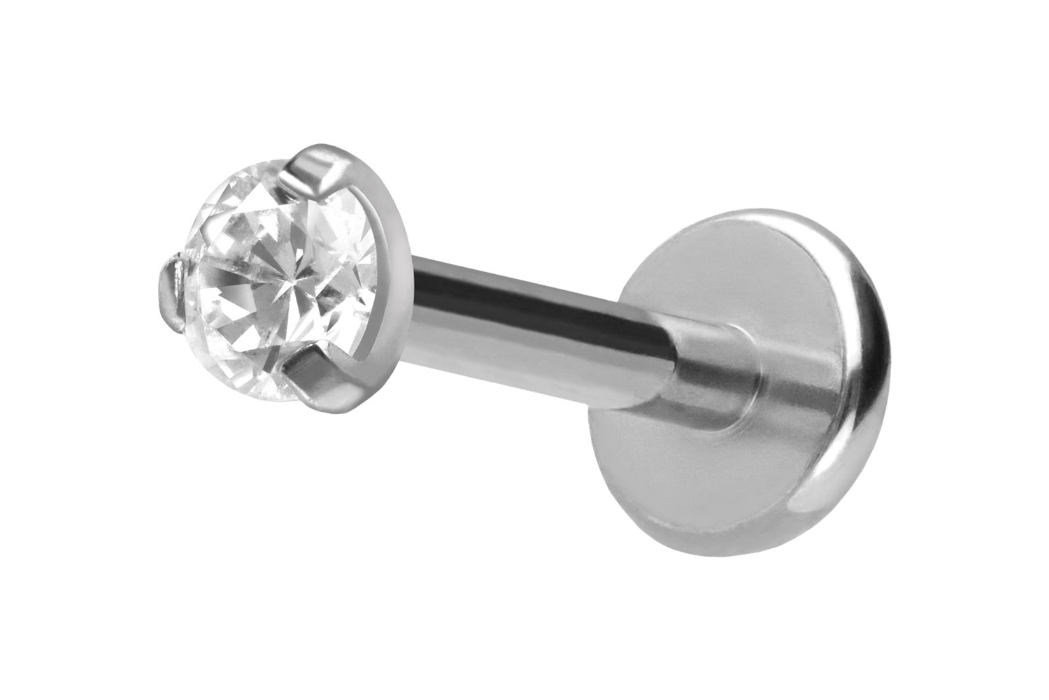 Titan Labret Piercing mit Push Fit EINGEFASSTER KRISTALL